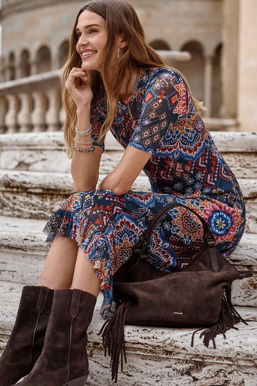 Johnny Was ITALIAN SUEDE FRINGE SHOPPER BAG