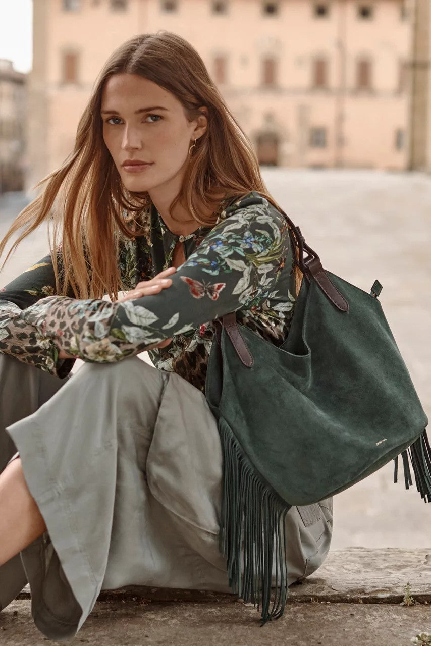 Johnny Was ITALIAN SUEDE FRINGE SHOPPER BAG