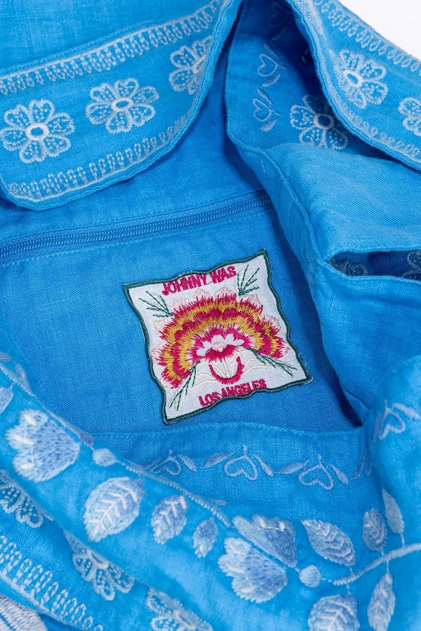 Johnny Was WIDE STRAP LINEN TOTE BAG