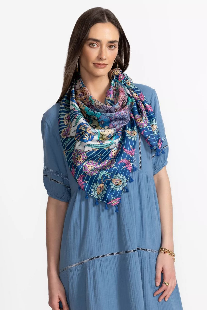 Johnny Was SAGE BLUE SILK SCARF