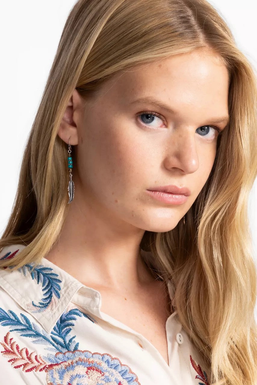 Johnny Was SEA FEATHERS DANGLE EARRINGS