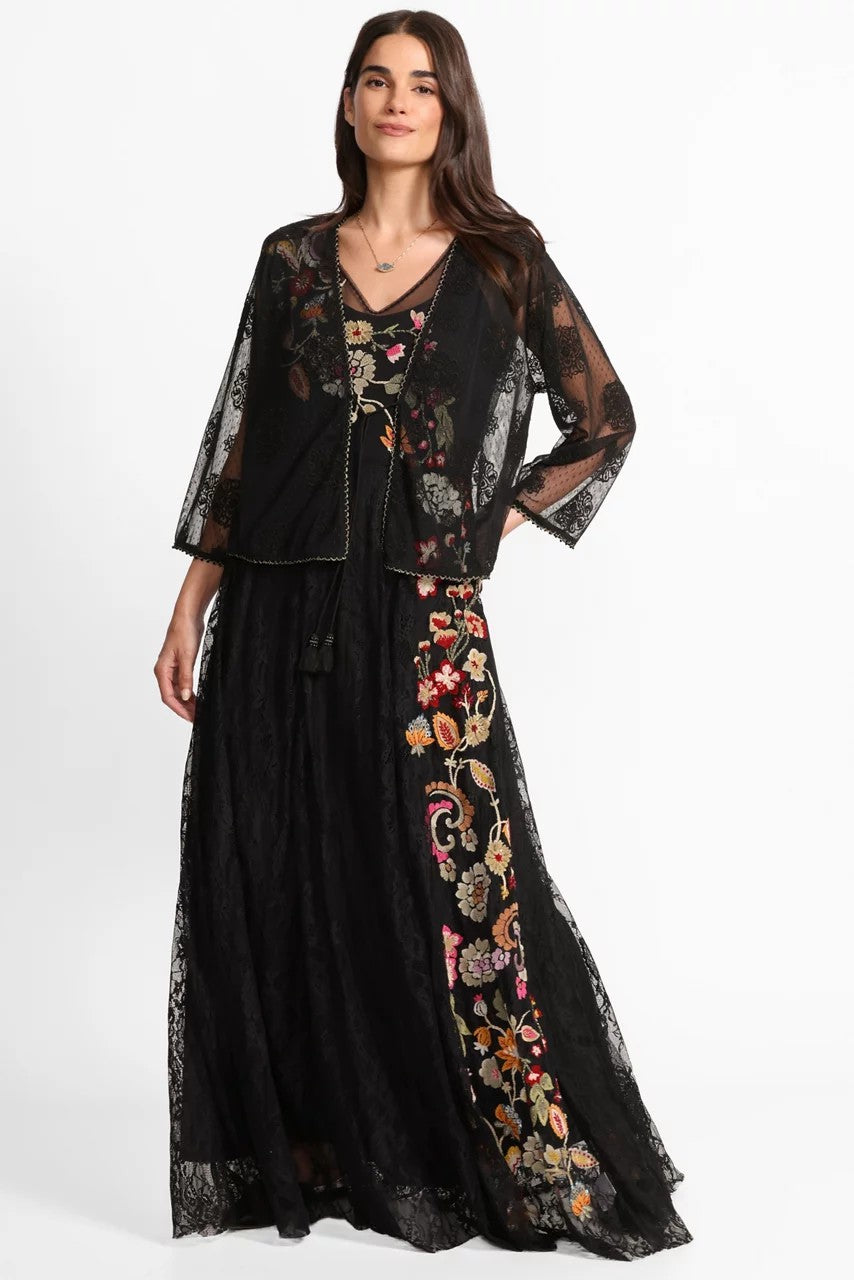 Johnny Was MERTINA EMBROIDERED MESH DRESS
