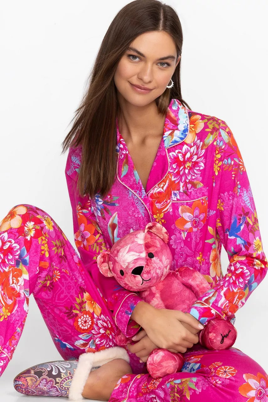 Johnny Was PINK PRINTED VELVET BEAR