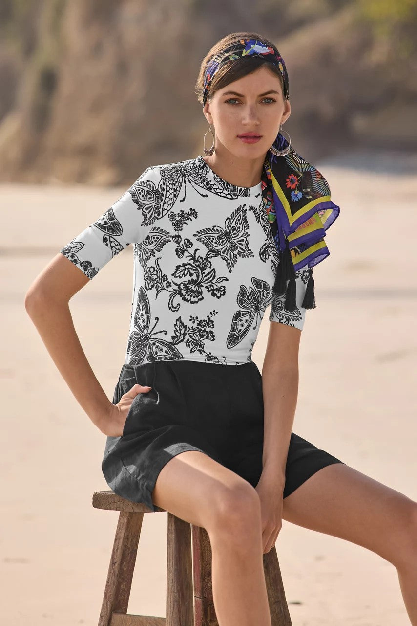 Johnny Was THE JANIE FAVORITE FITTED ELBOW SLEEVE TEE