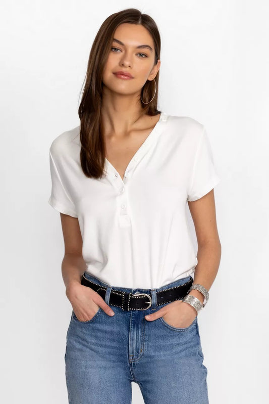 Johnny Was MODAL JERSEY BUTTON NECK TEE