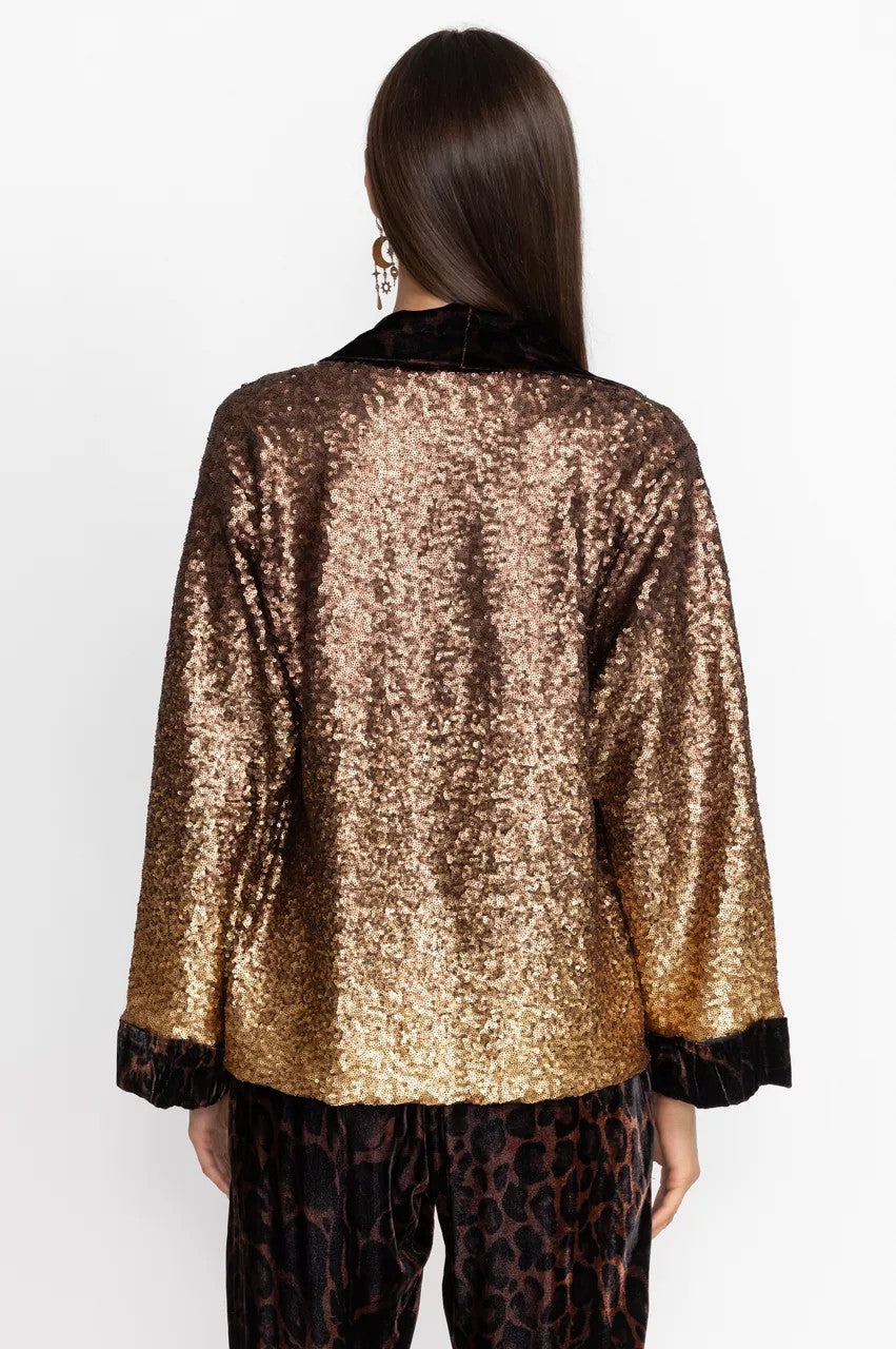 Johnny Was Sequin Gold Plaza Kimono