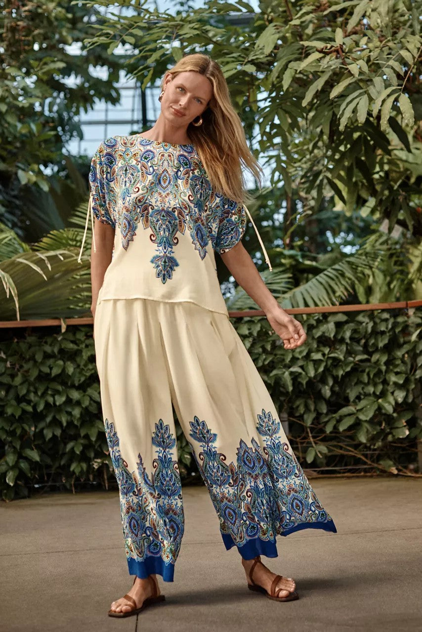 Johnny Was RUCHED SLEEVE BLOUSE