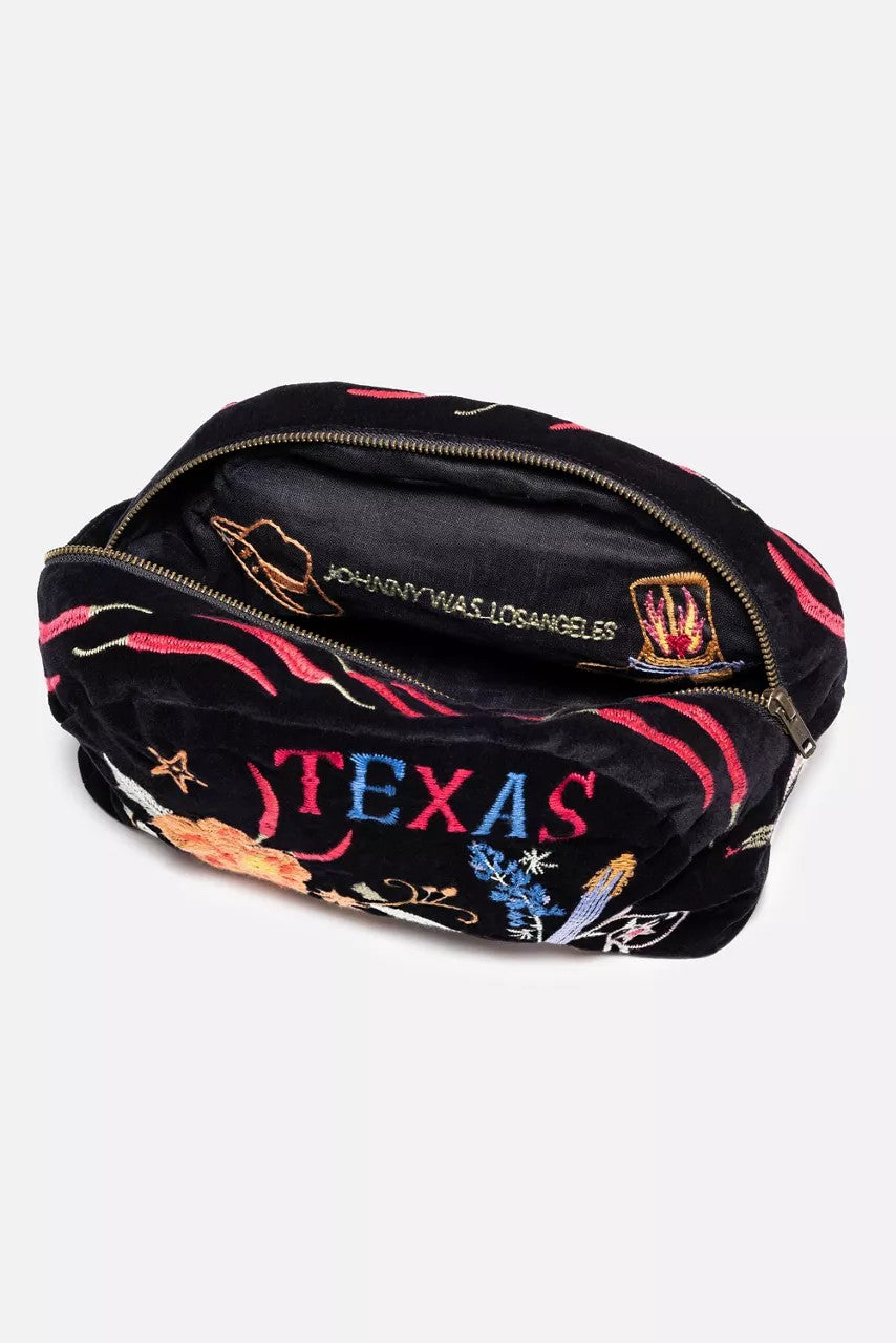 Johnny Was TEXAS COTTON VELVET MAKEUP BAG