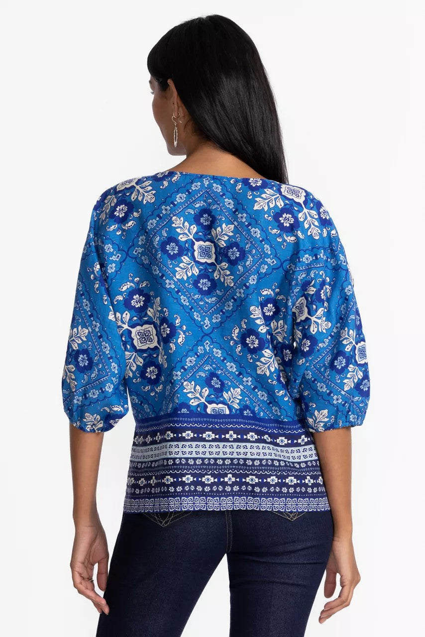 Johnny Was LINEN BOATNECK BLOUSE