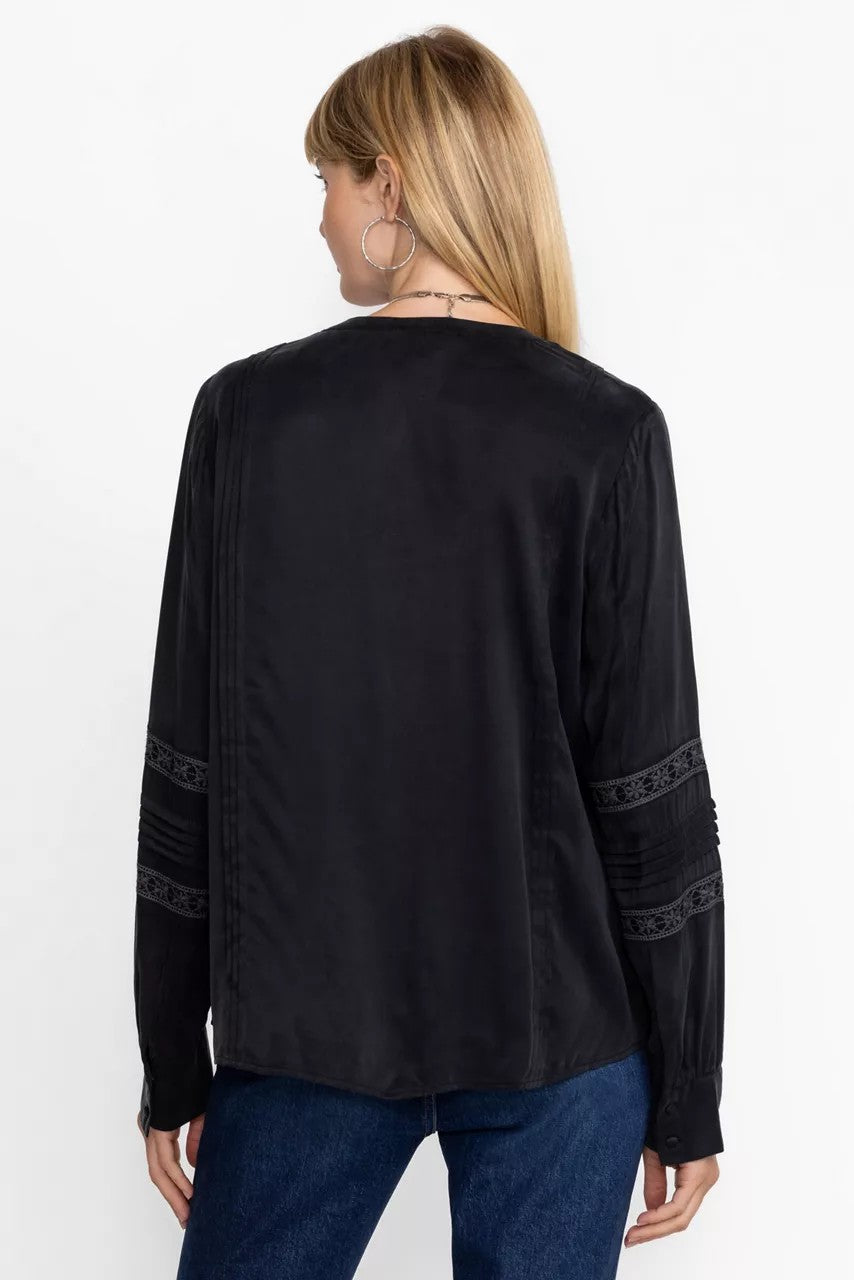 Johnny Was PLEATED BUTTON DOWN TOP WITH SHIRRING