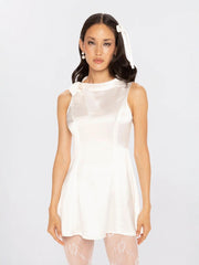 Lila Satin Mini Dress: White Mini Dress for Bridal Shower | Nana Jacqueline