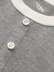 Grey Contrast-Trim Knit Mini Dress | Nana Jacqueline