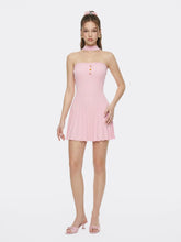 Pink Reverse Halter Knit Flared Dress | Nana Jacqueline
