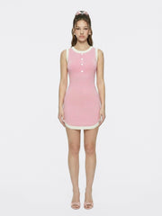 Pink Contrast-Trim Knit Mini Dress | Nana Jacqueline