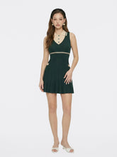 Deep Green Colorblock Knit Dress with Faux Pleated Skirt | Nana Jacqueline