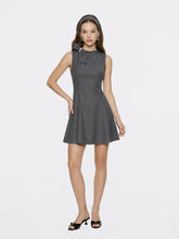 Grey Tailored Mini Dress with Crystal Bow | Nana Jacqueline