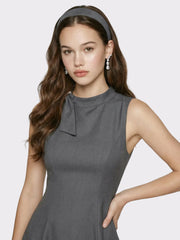 Grey Tailored Mini Dress with Crystal Bow | Nana Jacqueline