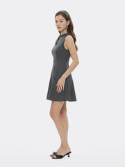 Grey Tailored Mini Dress with Crystal Bow | Nana Jacqueline