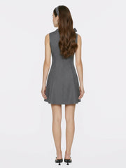 Grey Tailored Mini Dress with Crystal Bow | Nana Jacqueline
