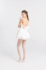 Veronica Backless Mini Dress: White Mini Dress for Bridal Shower | Nana Jacqueline