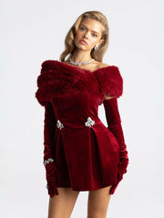 Simone Velvet Dress: Red Mini Dress for Cocktail Party | Nana Jacqueline