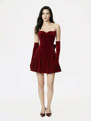 Madeleine Velvet Mini Dress: Red Mini Dress for Cocktail Party | Nana Jacqueline