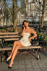 Airina Dress: White Mini Dress for Bridal Shower | Nana Jacqueline
