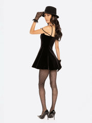 Chantal Bow Velvet Mini Dress: Black Mini Dress for Cocktail Party | Nana Jacqueline