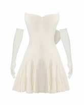 Madeleine Velvet Mini Dress: White Mini Dress for Bridal Shower | Nana Jacqueline