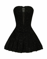 Audrey Sparkle Velvet Mini Dress: Black Mini Dress for Cocktail Party | Nana Jacqueline