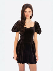 Lillian Velvet Mini Dress: Black Mini Dress for Cocktail Party | Nana Jacqueline
