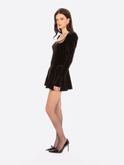 Leonora Velvet Mini Dress: Black Mini Dress for Cocktail Party | Nana Jacqueline
