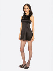 Lila Satin Mini Dress: Black Mini Dress for Cocktail Party | Nana Jacqueline