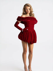Candice Velvet Dress: Red Mini Dress for Holiday Party | Nana Jacqueline