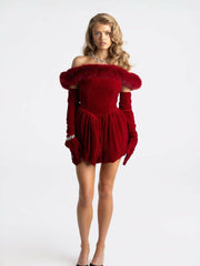 Candice Velvet Dress: Red Mini Dress for Holiday Party | Nana Jacqueline