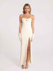 Alaina Dress: Champagne Maxi Dress for Formal Wedding Guest | Nana Jacqueline
