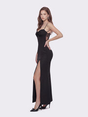 Brielle Twist-Front Lace-Back Black Dress | Nana Jacqueline