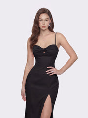 Brielle Twist-Front Lace-Back Black Dress | Nana Jacqueline