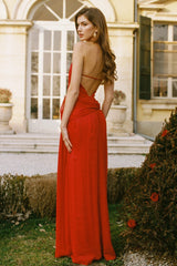 Amber Chiffon Dress: Red Maxi Dress for Formal Wedding Guest | Nana Jacqueline
