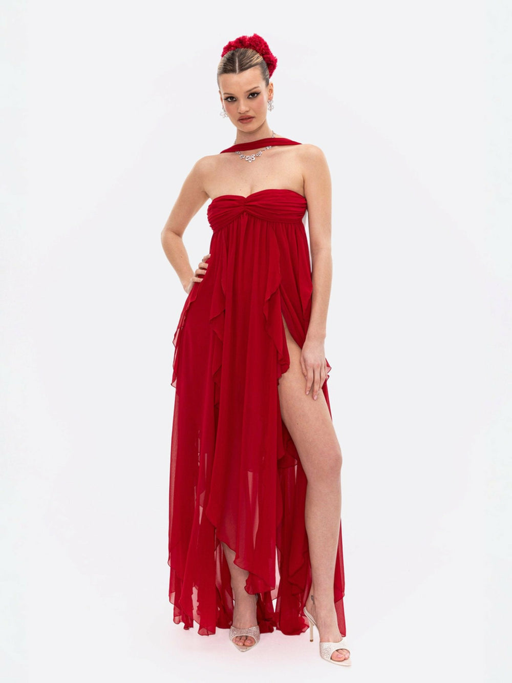Mariah Dress: Red Maxi Dress for Formal Wedding Guest | Nana Jacqueline