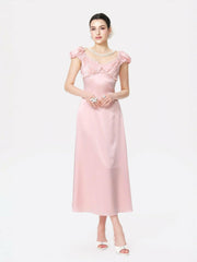 Elara Dress: Pink Midi Dress for Garden Wedding Guest | Nana Jacqueline