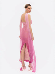 Juliet Dress: Pink Midi Dress for Cocktail Party | Nana Jacqueline