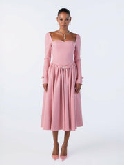 Bernadette Dress: Pink Midi Dress for Garden Party | Nana Jacqueline