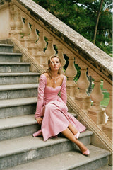 Bernadette Dress: Pink Midi Dress for Garden Party | Nana Jacqueline