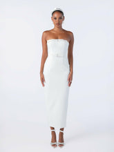 Demi Bow Dress: White Midi Dress for Bridal Shower | Nana Jacqueline