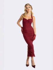 Francesca Dress: Red Midi Dress for Cocktail Party | Nana Jacqueline