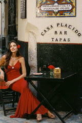 Seraphina Dress: Red Maxi Dress for Formal Wedding Guest | Nana Jacqueline