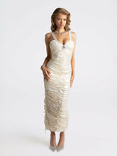 Adele Diamond Dress: Gold Midi Dress for Cocktail Party | Nana Jacqueline