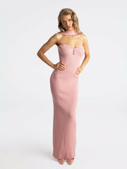 Estelle Knit Dress: Pink Maxi Dress for Date Night | Nana Jacqueline