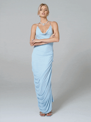 Sorine Dress: Blue Maxi Dress for Formal Wedding Guest | Nana Jacqueline